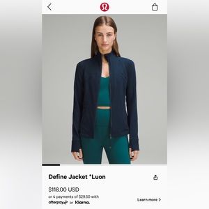 Lululemon NWT Define Jacket *Luon Navy Sz8